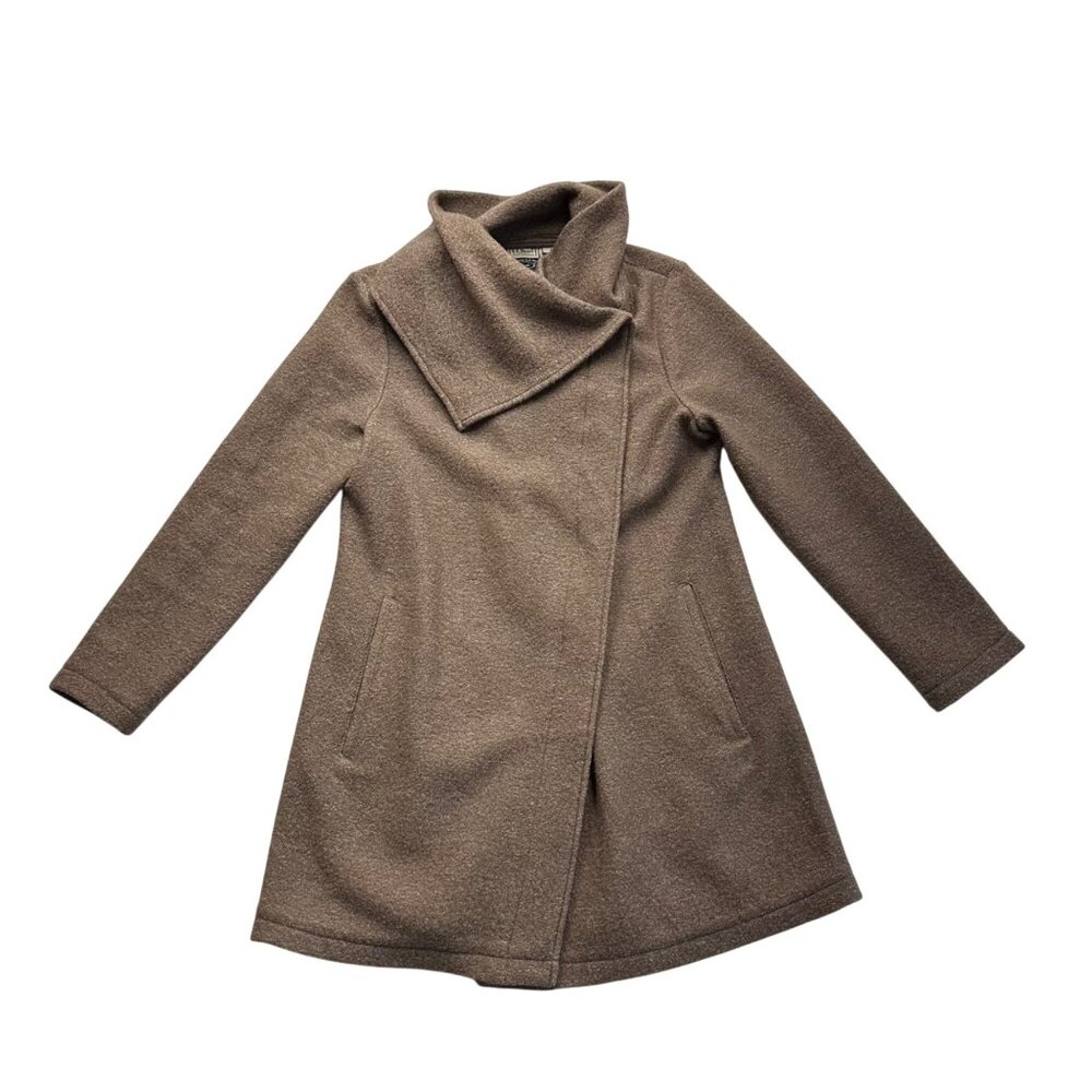 LL Bean Womens Bellandi Boiled Wool Trench Pea Coat Size M Petite Gray Classic